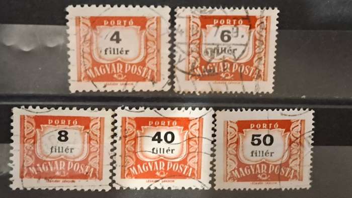 1958-1965 - Hungary  - 4, 6, 8, 40, 50 - Postage Due Stamps
