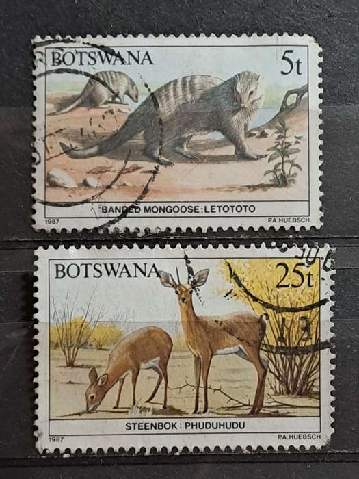 1987 - Botswana - 5t + 25t - Banded Mongoose + Steenbok