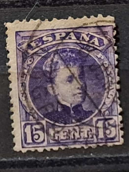 1902-1905 - Spain - 15 - King Alfonso XIII - Blue Control Number on Backside