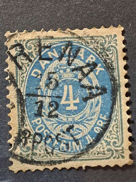 1875 - Denmark -  Postmark Grenaa - 4 - Royal Emblem