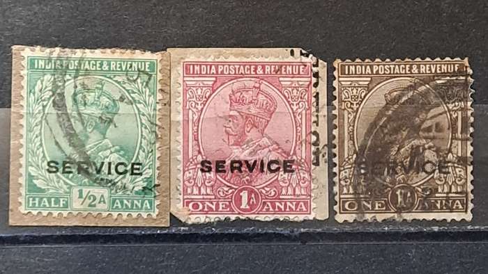 1912 - India - ½  + 1A + 1A - Service Stamps