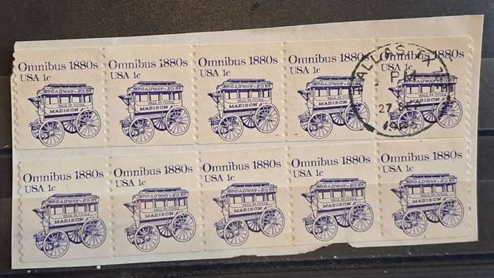 1981-1984 - USA - Block - 1 -  8 - Unused  & 2 Used  -  Coil - Omnibus 1880`s