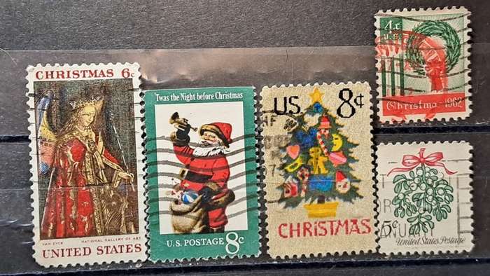 1961-1973 -  USA -  Christmas Stamps  -  Lot of 5