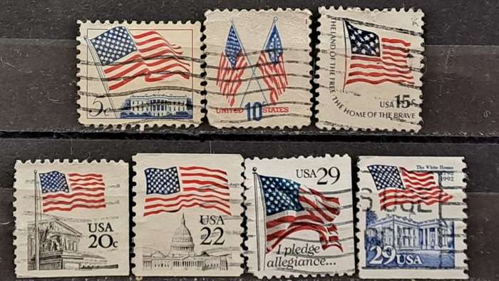 1963-1992 -  USA -  Flags -  Lot of 7