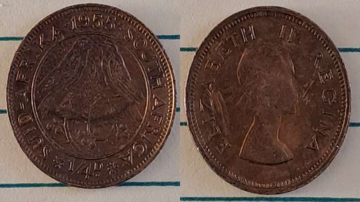 1955 - SA - ¼ Penny - Elizabeth II - Demonetised - March 1961 - Bronze
