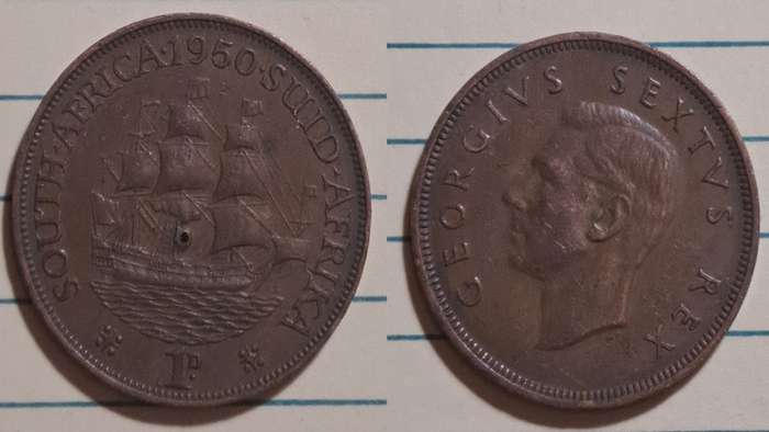 1950 - South Africa - 1 Penny -  Demonetised - March  1961 - Bronze