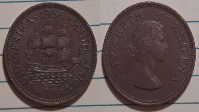 1956 - South Africa - 1 Penny -  Demonetised - March  1961 - Bronze