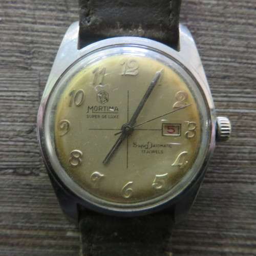 Vintage MORTIMA Super de Luxe Super Dateomatic Watch** Still Running**