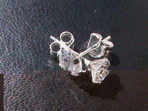 STERLING SILVER WHITE CUBIC ZIRCONIA STUD EARRINGS...