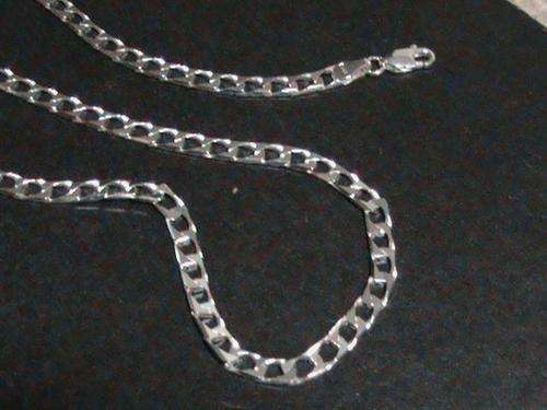 SOLID STERLING SILVER CHAIN. FLAT LINK.  60 CM LONG