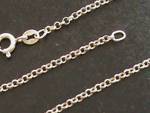 SOLID STERLING SILVER CHAIN.   45 CM LONG ROUND LINKS