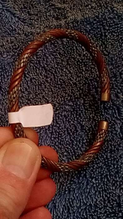 RED COPPER AND METAL BRACELET.  ADJUSTABLE SIZE.  5.1  MM WIDE.