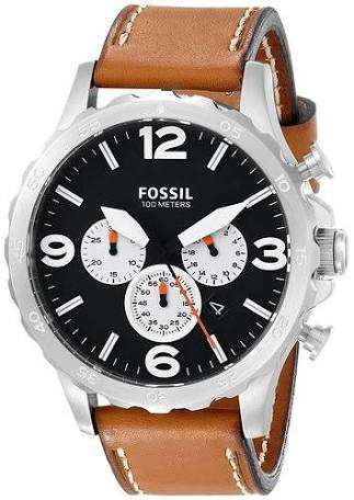 Fossil Nate Chronograph Tan Leather Watch (JR1486)