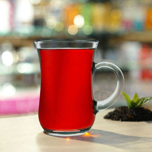 6 Piece Elegant Clear Turkish Glass Tea and Coffee Mug Set