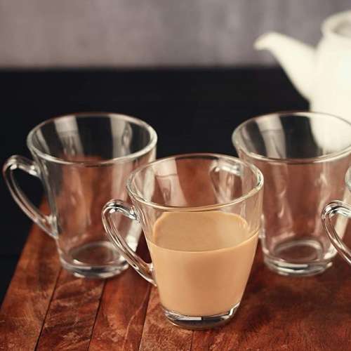 Brand-New 6 Piece Small Elegant Clear Glass Tea and Coffee Mug Set (165ml)