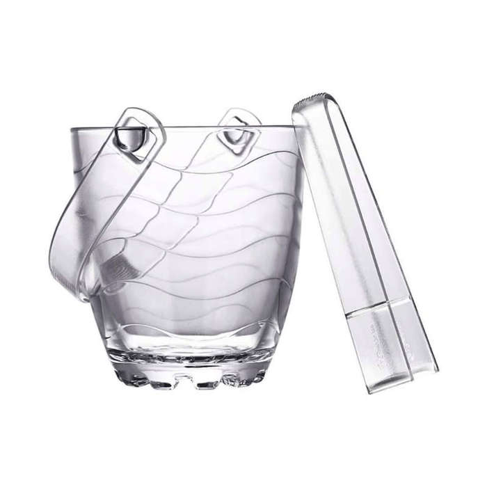 Elegant Portable Glass Ice Bucket with Handle and Tong