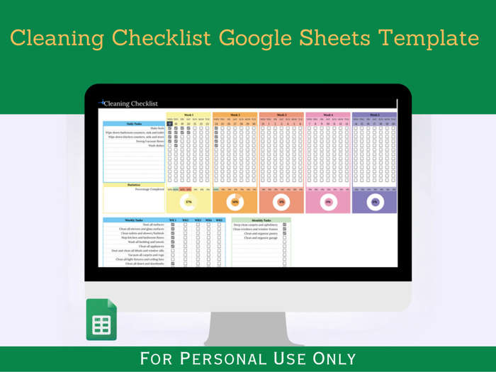 Cleaning Checklist with Instruction Tab - Google Sheets Template