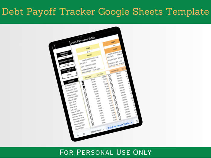 Google Sheets Template - Debt Payoff Calculator with Instruction and Transaction Tabs