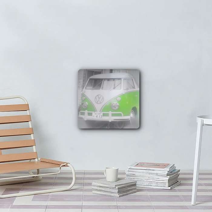 30cm x 30cm  Green Camper Van Canvas Print Wall Art - Framed