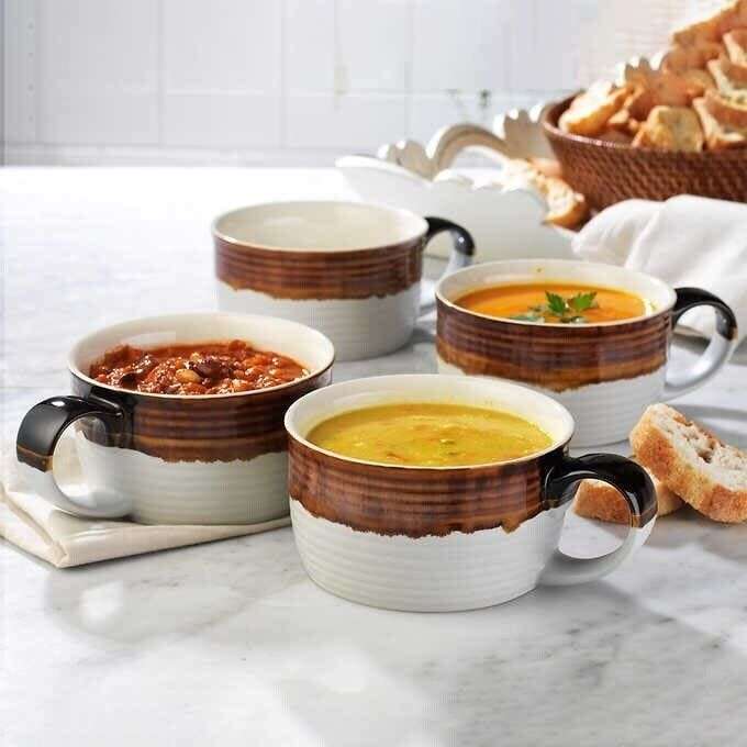 Beautifully 700ml Soup Bowl with Handle - 1 Pcs