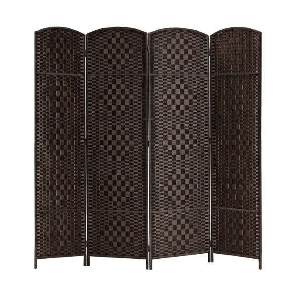 Natural Fiber Folding Diamond Double-Weaved 4 Panel Room Screen Divider