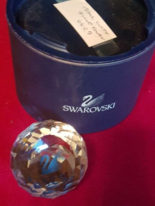 Swarovski SCS Blue Swan Paper Weight Ball