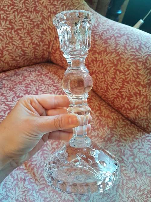 Crystal Candle Stick with Rose Pattern