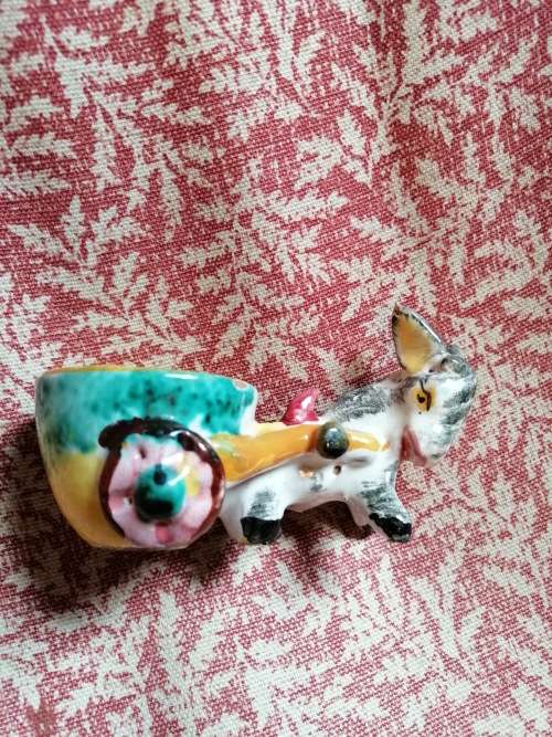 A Pair of Italian Hand Painted Donkey Salts