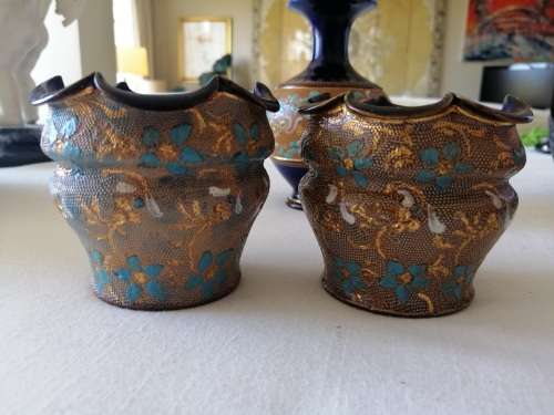 3 Royal Doulton Lambreth Slater`s Patent Stoneware Vases