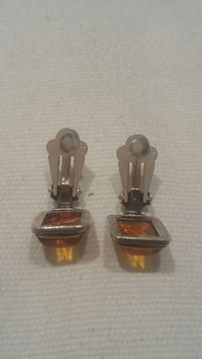 Amber Earrings Set In Silver