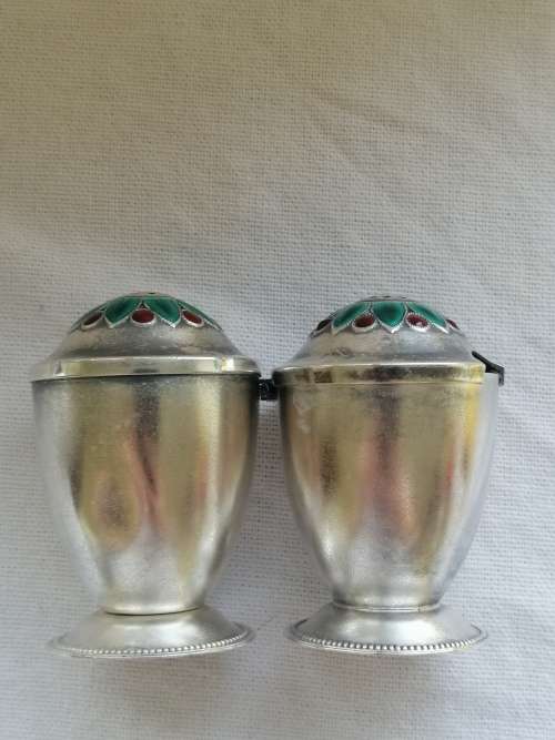 Outstanding Russian Silver and Enamel Cruet Set