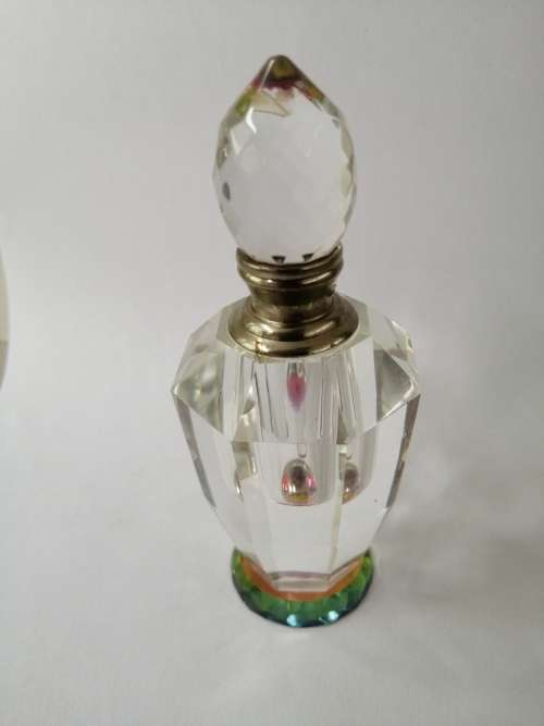 Large Faceted Crystal Perfume Bottle