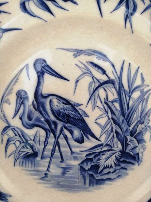 Circ 1850`s JRB Cyprus Ironstone Dinner and Side Plate , Bird Motif