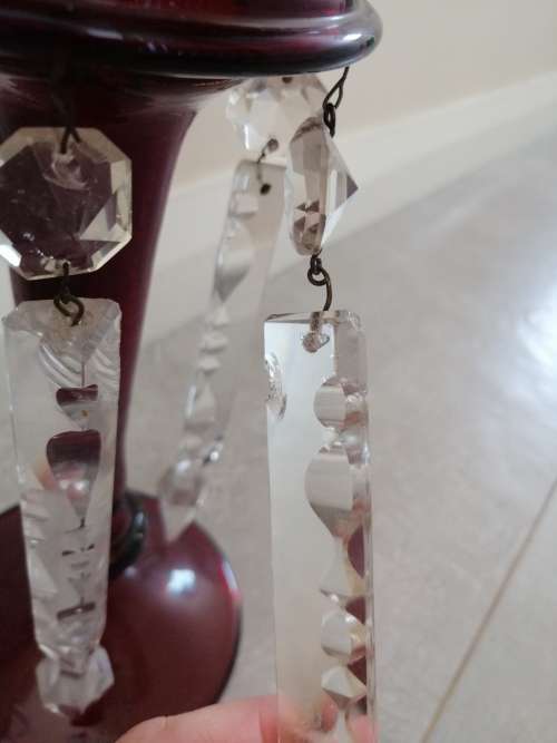 Red and Gilt Bohemian Czech Glass Mantle Luster