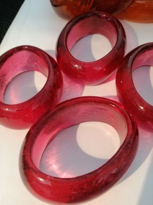 10 Vintage Glass Napkin Rings