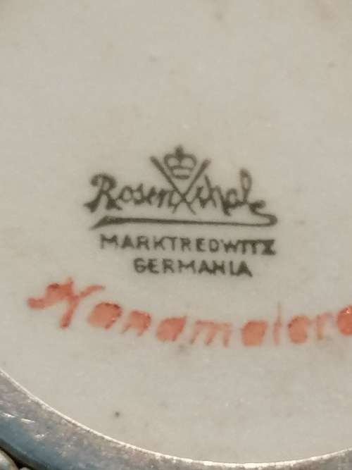 VINTAGE ROSENTHAL SILVER AND PORCELAIN BROOCH