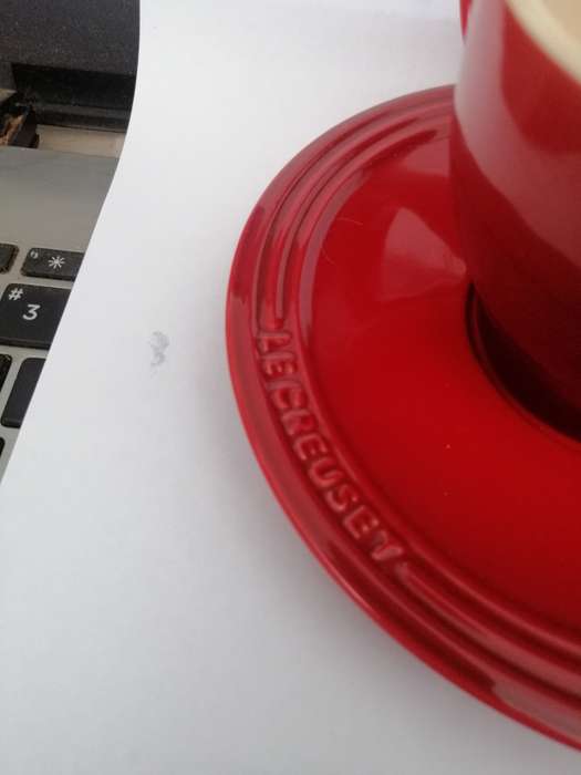 TWO RED CUPPACINO LE CREUSET CUPS