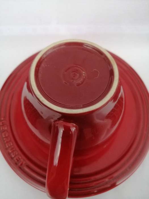 TWO RED CUPPACINO LE CREUSET CUPS