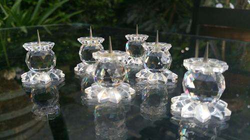6 Boxed Swarovski Crystal Miniature Candle Holders
