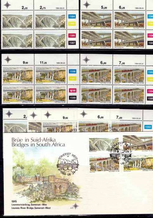 RSA 1984 BRIDGES COMBO ( FULL UMM SHEET SET, FDC, POSTCARDS SET ,CONTROLS UMM AND CTO)