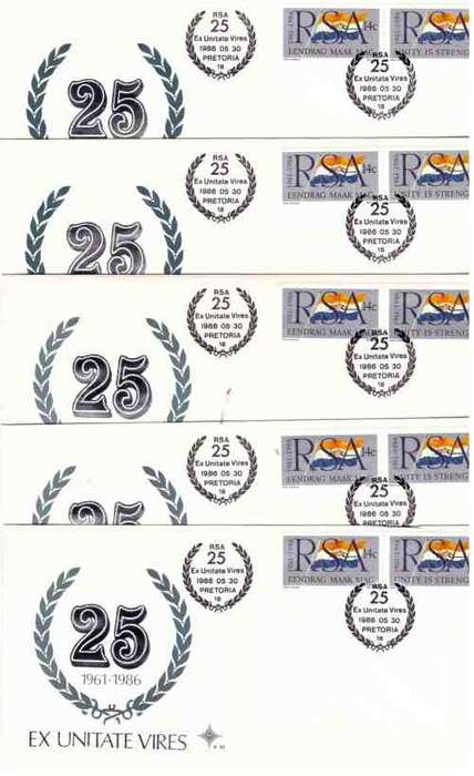 RSA 1986 FLAG COMBO ( FULL SHEETS X 2 , FDCS X5 , CONROLS AND POSTCARDS )