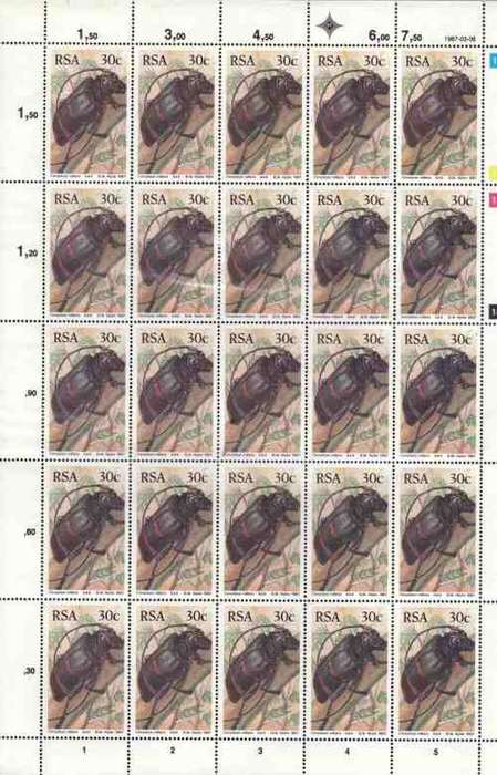 RSA 1987 BEETLES COMBO ( FULL SHEETS SET , POSTCARDS SET,  FDCS, UMM PAIRS)