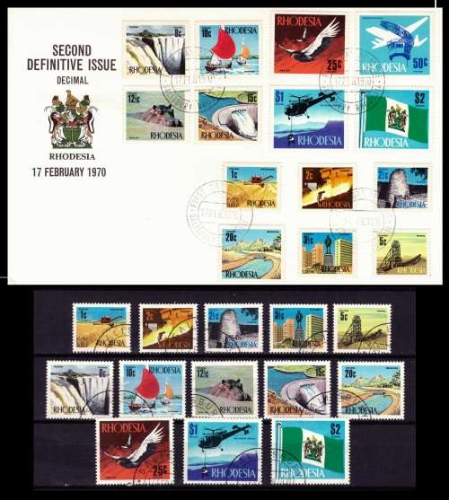 RHODESIA 1970 2nd Defn. ISSUE FDC and VF* USED SET