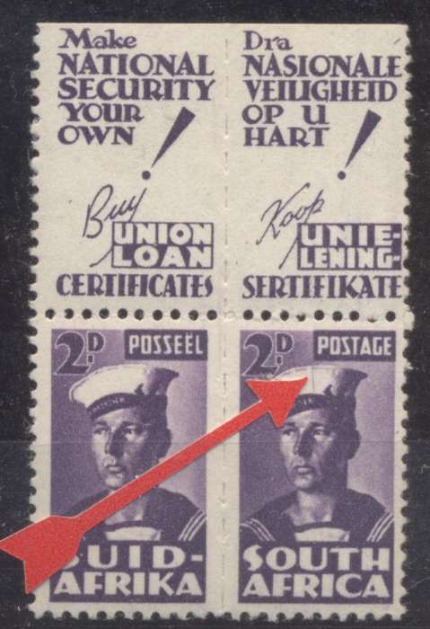 1942-44 Reduced size war effort variety SACC 98e `Line in cap` Superb U.M.M. CV R 2000 !