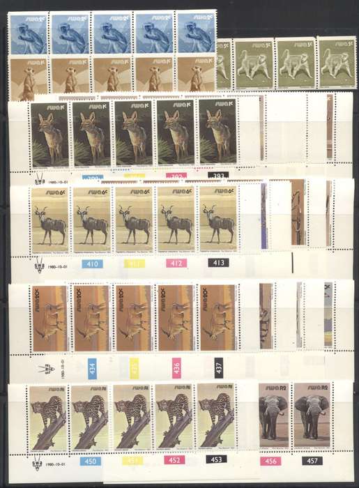 S.W.A. Animals Definitives Collection - Control blocks, strips, booklets, full sheets etc see 5 scan