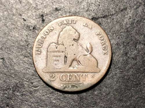 Nice 1870 Belgium 2 Centimes bronze coin
