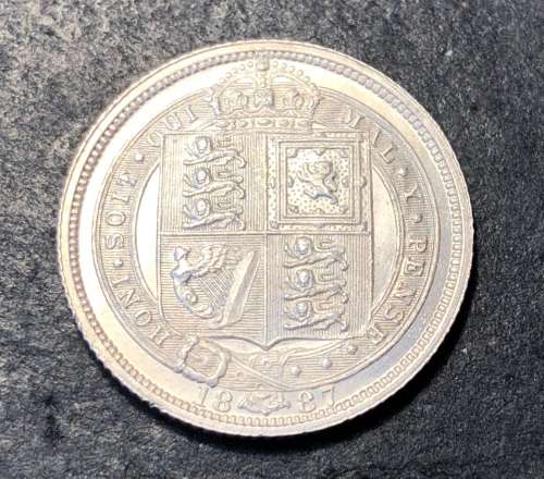 Rare UNC 1887 British Silver 6 pence coin - Queen Victoria