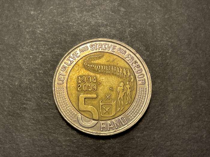 2019 Commemorative 5 rand coin - 25 Years of freedom