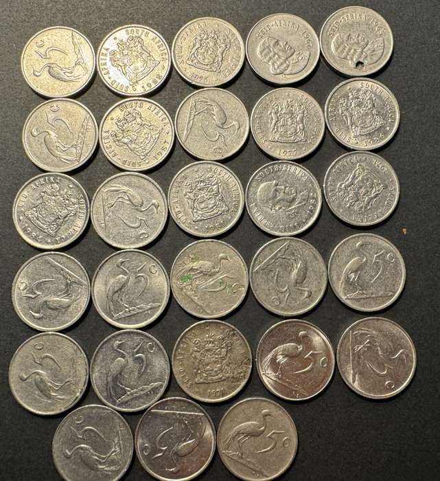 Large collection of 28 RSA second decimal 5 cent coins - price is per coin