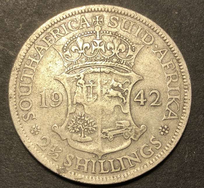 1942 SA Union 2 ½ shillings (half crown) silver coin